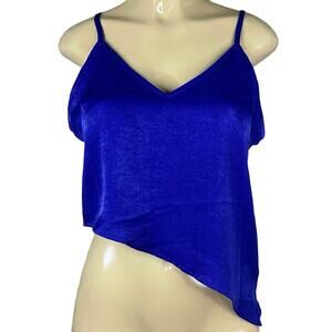 Superdown Ezra Asymmetric Crop Cami Tank Top Cobalt Blue SZ Medium NWT